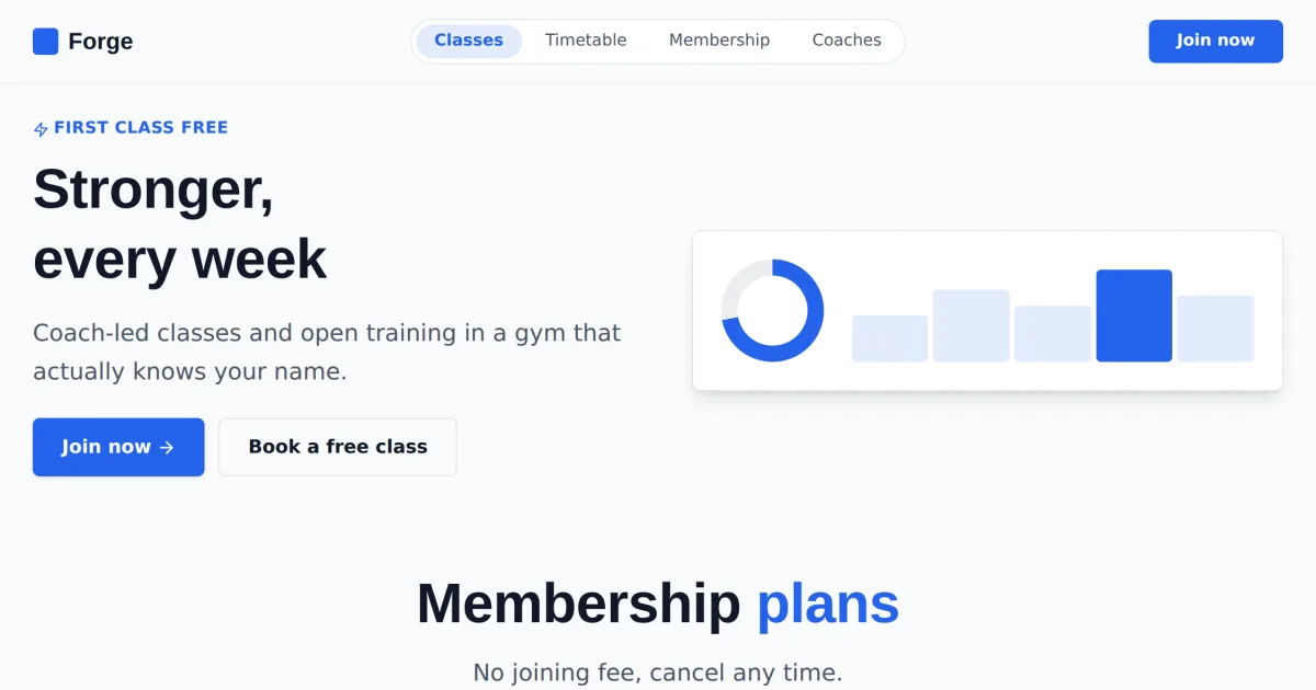 Fitness Membership &mdash; Fitness membership page template preview