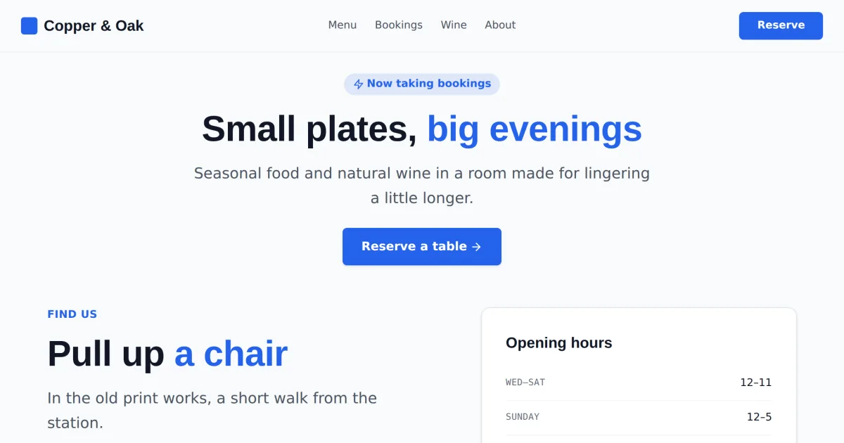 Food Contact &mdash; Food & Drink contact page template preview