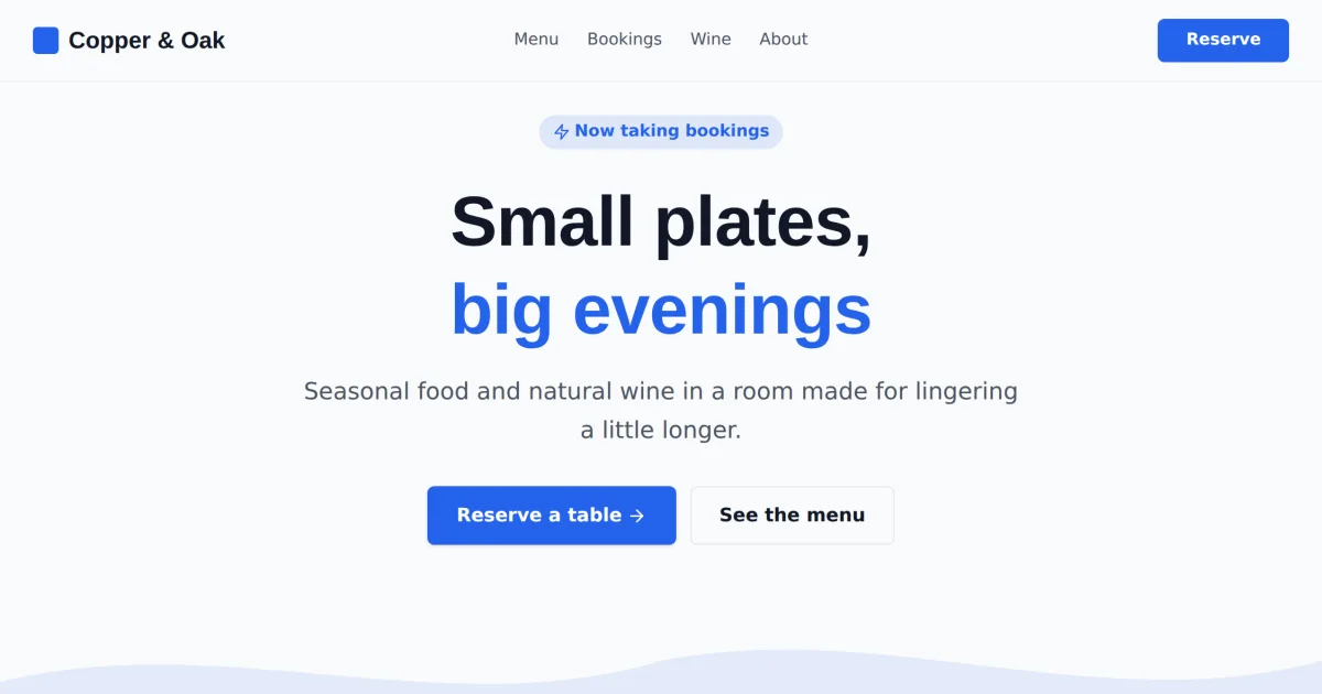 Food Reserve &mdash; Food & Drink reserve page template preview