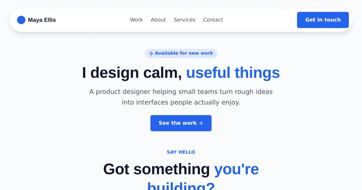 Portfolio Contact &mdash; Portfolio contact page template preview
